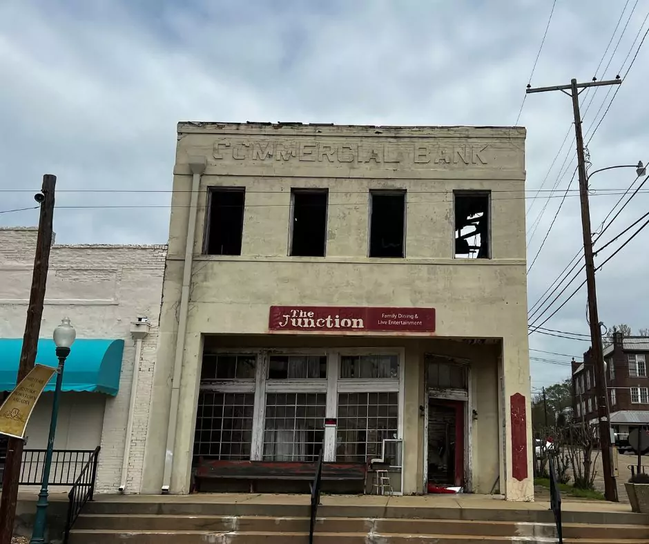 Abandoned Commercial Bank building in Arcadia, Louisiana, rumored to have been a target of Bonnie and Clyde.