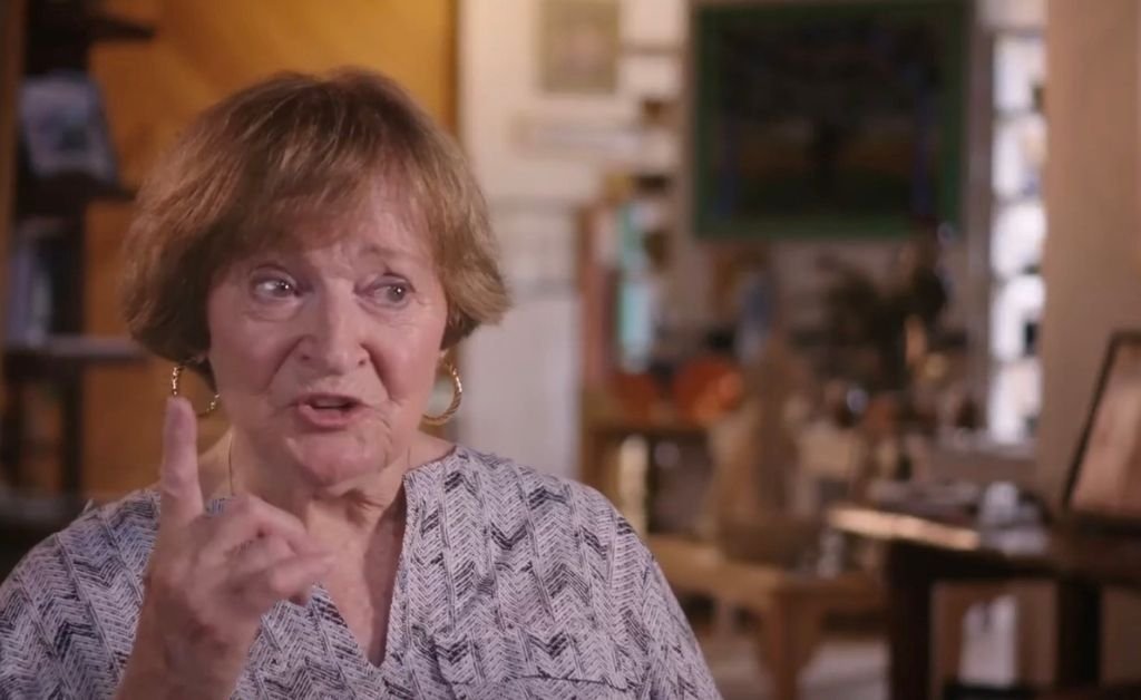 Mavis Arnaud Fruge speaks passionately during an interview, highlighting her role in preserving Louisiana French and cultural traditions.