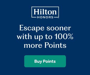 Hilton Honors promotion: Escape sooner with up to 100% more Points. Buy Points button.