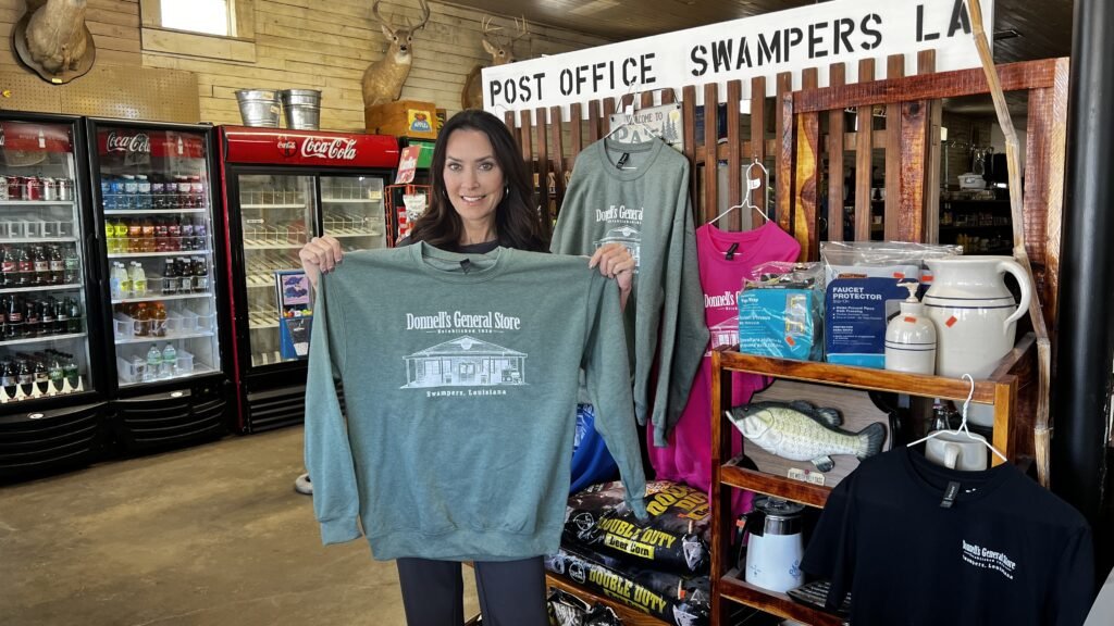 Travel journalist Karen LeBlanc shopping at Donnell's General Store in Swampers, Louisiana