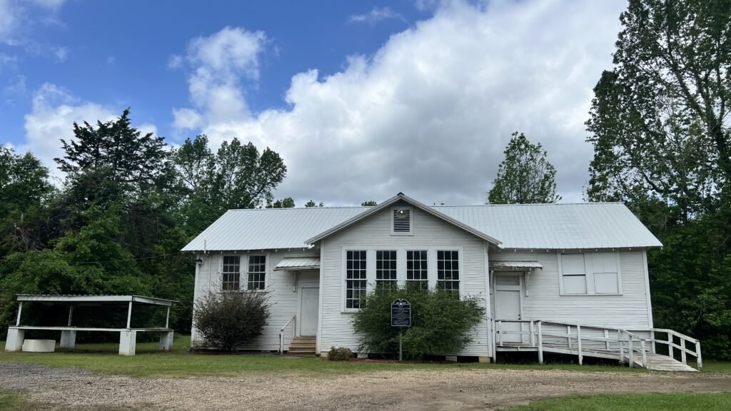 Exterior of the Longstreet Rosenwald School, a 1924 building on the National Register of Historic Places in DeSoto Parish, Louisiana