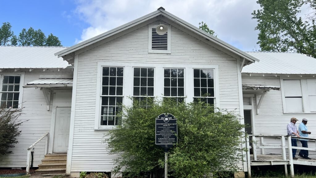 Exterior of the Longstreet Rosenwald School, a 1924 building on the National Register of Historic Places in DeSoto Parish, Louisiana